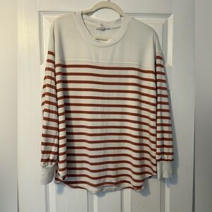 Workshop Republic Clothing Rust and White Striped Long Sleeve Top